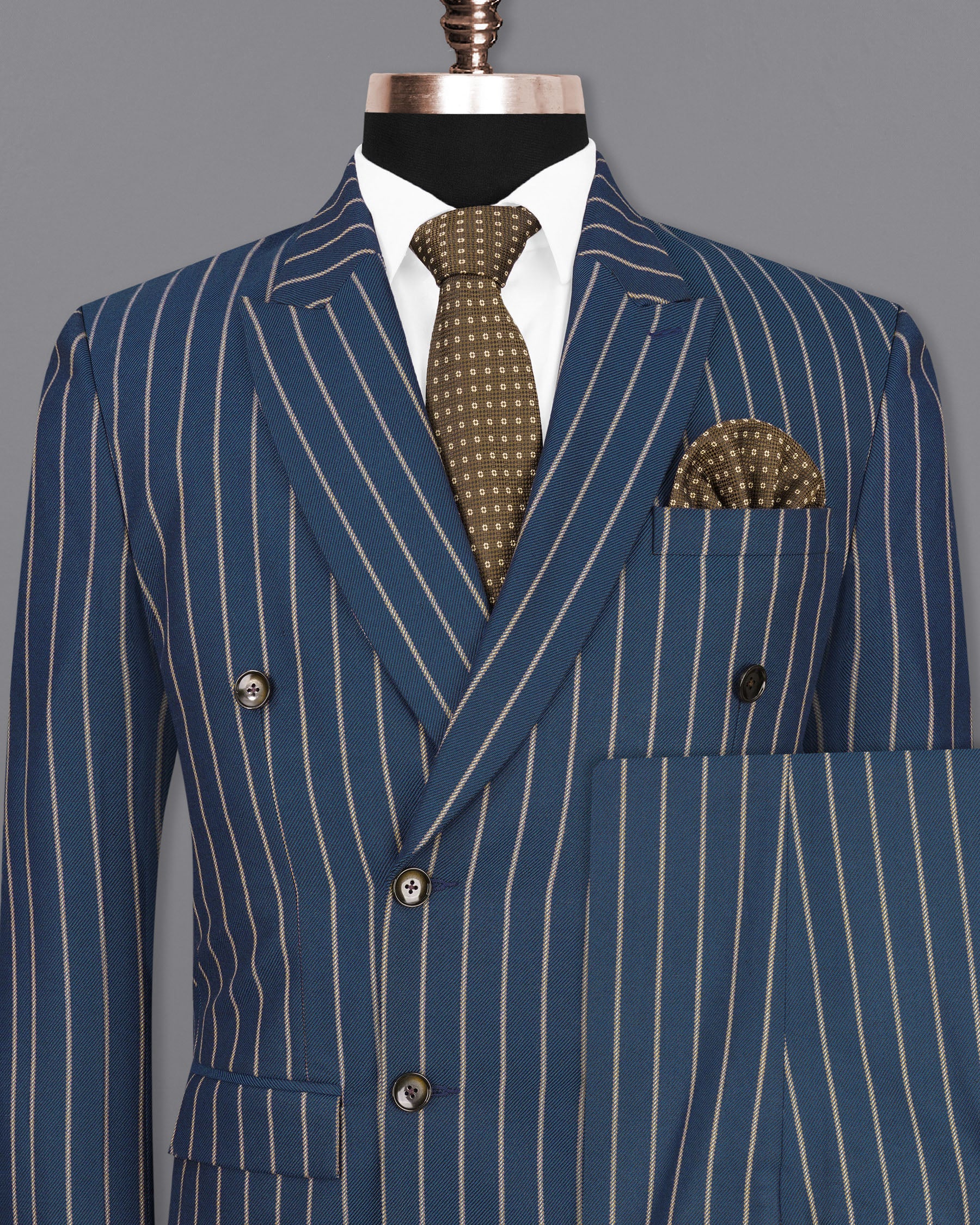 Blue striped suit, Double Breasted, Jacket and Pants - C4014